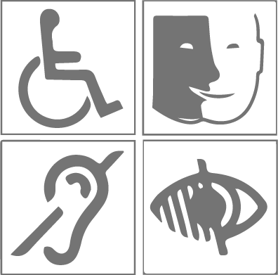 pictogramme illustrant le handicap, le daltonisme, la surdité ou la mal voyance